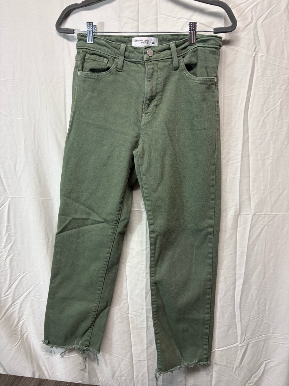 Just Black Denim Green Raw Hem Jeans Size 28